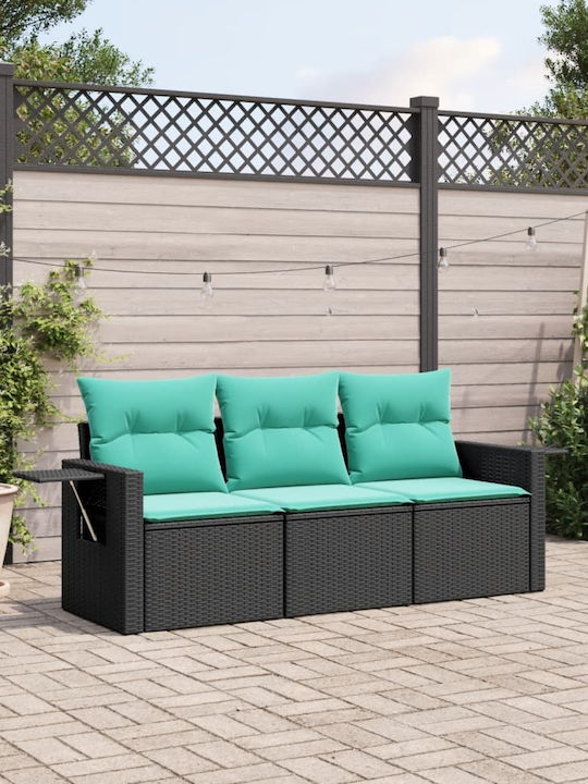 Three-Seater Outdoor Rattan Sofa with Cushions 55x62x69cm