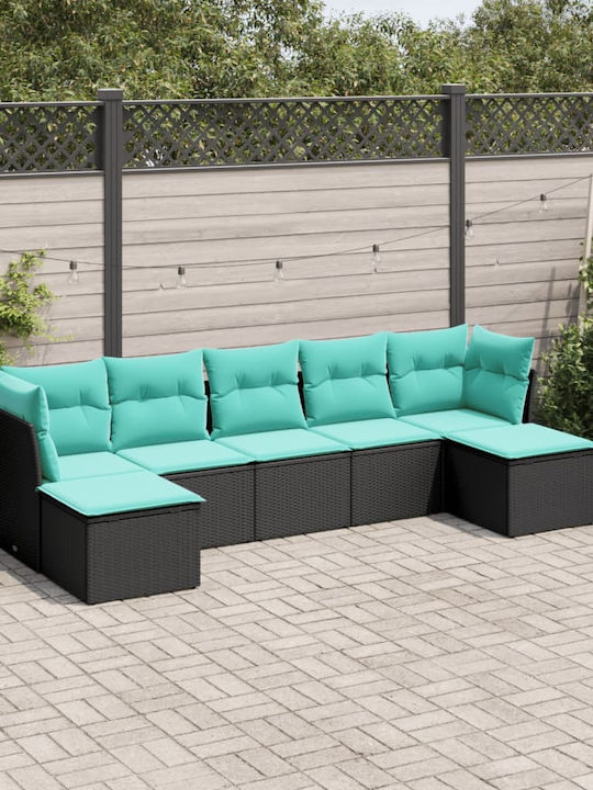 Outdoor Corner Sofa Rattan with Cushions 55x62x69cm