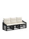 3-Seater Outdoor Rattan Sofa with Cushions 62.5x62x70 cm