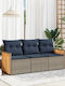 Three-Seater Outdoor Rattan Sofa with Cushions 55x62x69cm