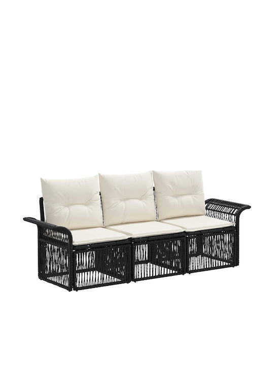 3-Seater Outdoor Rattan Sofa with Cushions 70.5...