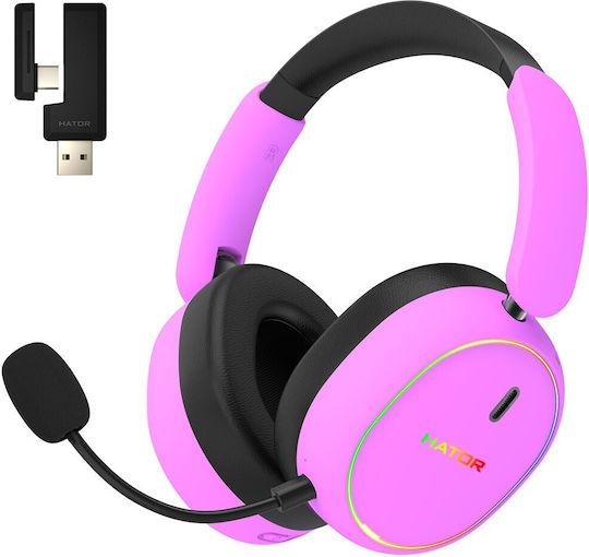 HATOR Phoenix 2 Wireless Over Ear Gaming Headset with Bluetooth / USB Connectivity Purple