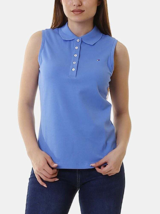 Tommy Hilfiger Γυναικεία Polo Μπλούζα Αμάνικη Μπλε
