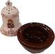 Ceramic Church Vigil Oil Lamp Panagia Two-Tone White Brown Height 20cm Diameter 12cm
