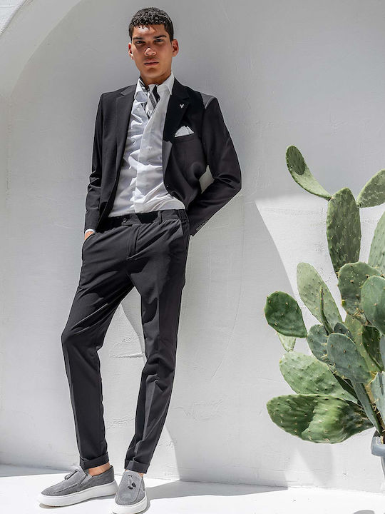 Summer Men's Suit with Slim Fit Black