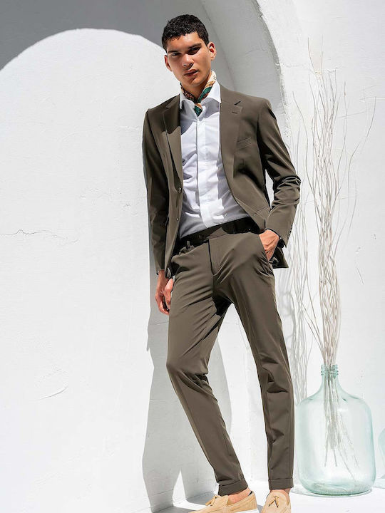 Vittorio Artist Men's Suit with Slim Fit Olive