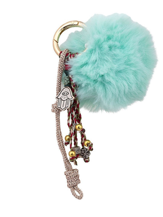 Keychain Bag Charm Large Light Blue Pom Pom Charms