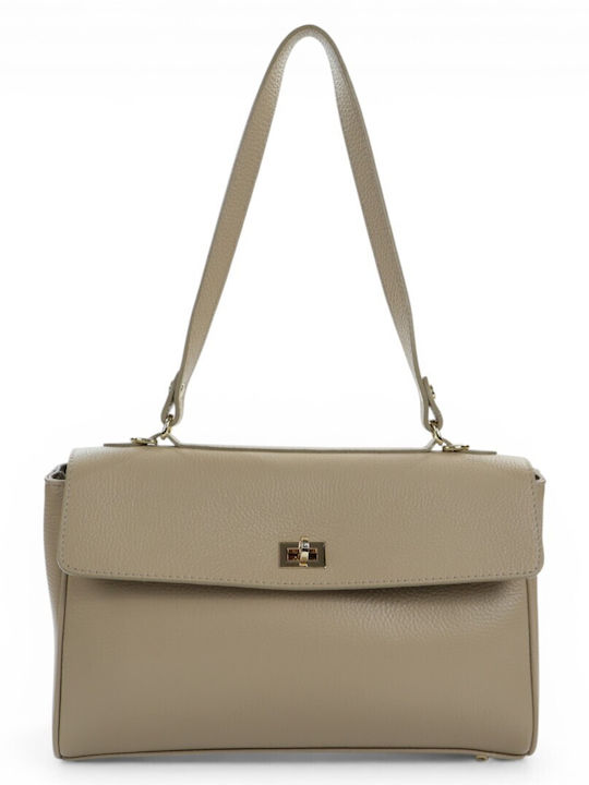 Lederschultertasche / Crossbody-Tasche für Damen Cappuccino