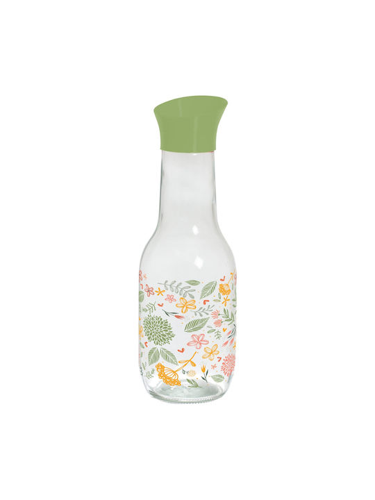 Viosarp Glass Water Bottle with Screw Lid Transparent 1000ml