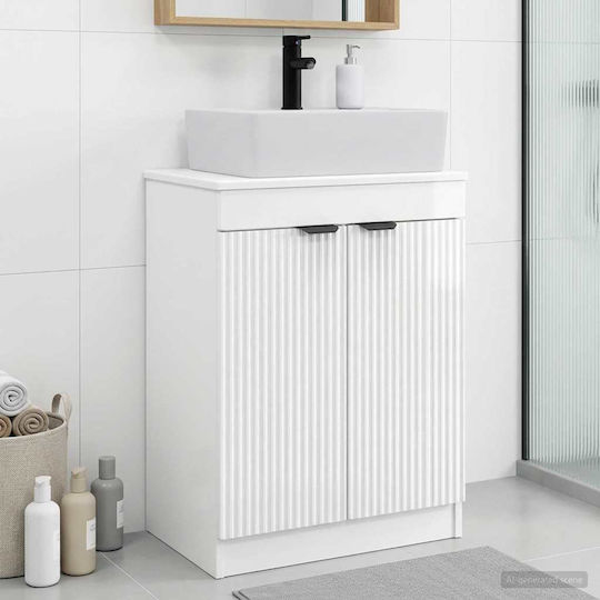 vidaXL Badezimmer Waschtisch-Einheit mit Spiegel M54xB35xH83cm Weiß