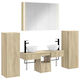 vidaXL Vanity Unit without Sink with Mirror with Light Sonoma Oak