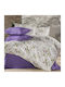 MayHome Set Bed Sheets Double with Rubber Hugger 140x200+25cm Floral 4 Pieces