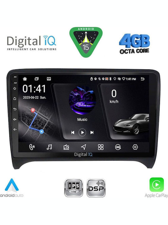 Digital IQ Auto-Audiosystem für Audi TT 2007-2015 Bluetooth USB Eingebautes Wi-Fi GPS Apple CarPlay Android Auto mit 9 Zoll Touchscreen