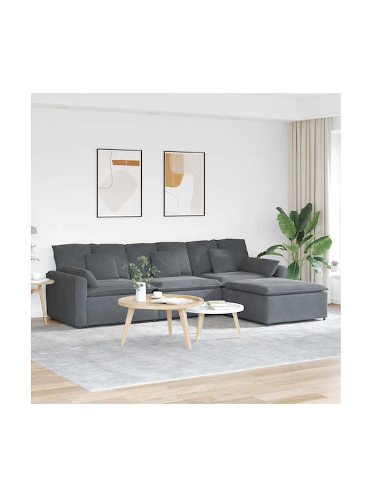Corner Velvet Couch Dark Gray 324x205x64cm