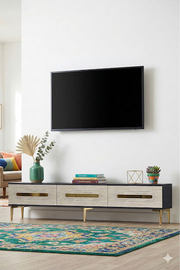 Έπιπλο Τηλεόρασης Γκρι Μ180xΠ30xΥ41cm
