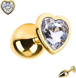 Smd Butt Plug Πρωκτική Σφήνα S 7cm Silver Gold Heart