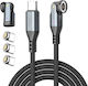 4Smarts Magnetic / LED USB 2.0 Cable USB-C male - USB-C / USB-A 240W PD Μαύρο 1.8m 541237