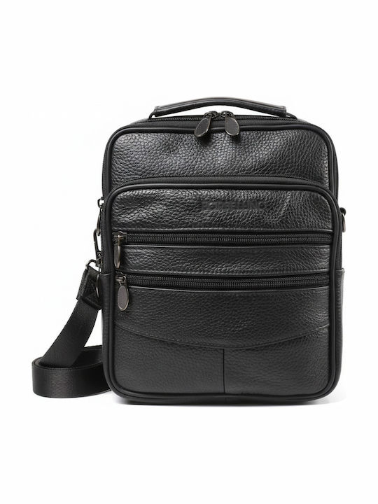 Geantă De Umăr / Tip Crossbody Bărbătească Din Piele Neagră