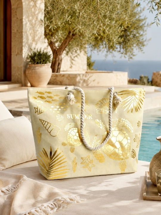 My Home Luxury Τσάντα Θαλάσσης Χρυσή
