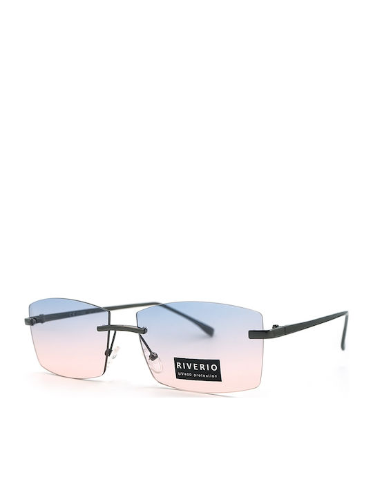 Riverio Unisex Sonnenbrillen mit Hellblauem Metallrahmen und Hellblauen Verlaufsfarbe Gläsern RV-8039-4