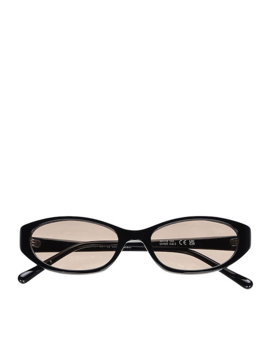 JohNocera Women’s Sunglasses With Black Horn-Rimmed Frame And Brown Lens JN-wide-c01