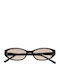 JohNocera Women’s Sunglasses With Black Horn-Rimmed Frame And Brown Lens JN-wide-c01