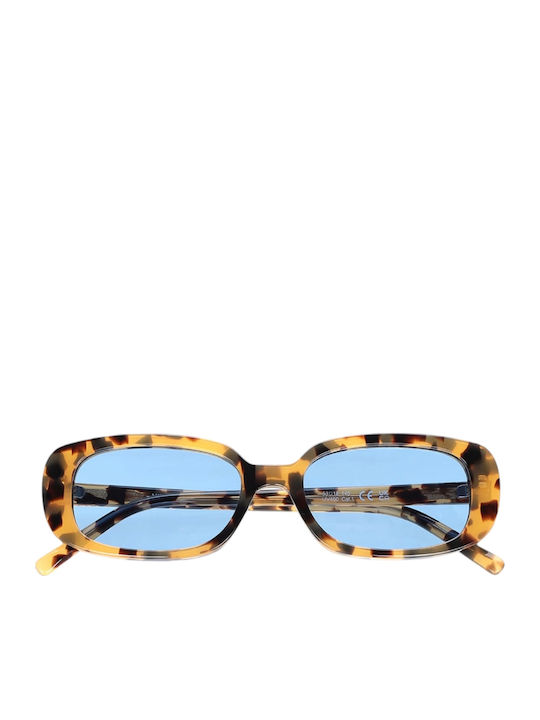 JohNocera Women’s Sunglasses with Brown Tartaruga Horn-Rimmed Frame and Light Blue Lens JN-miri-c02