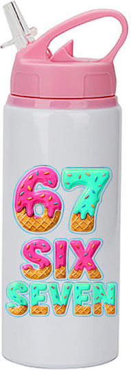 Sticlă Pentru Copii Six-Seven 600ml Alb Roz Capac