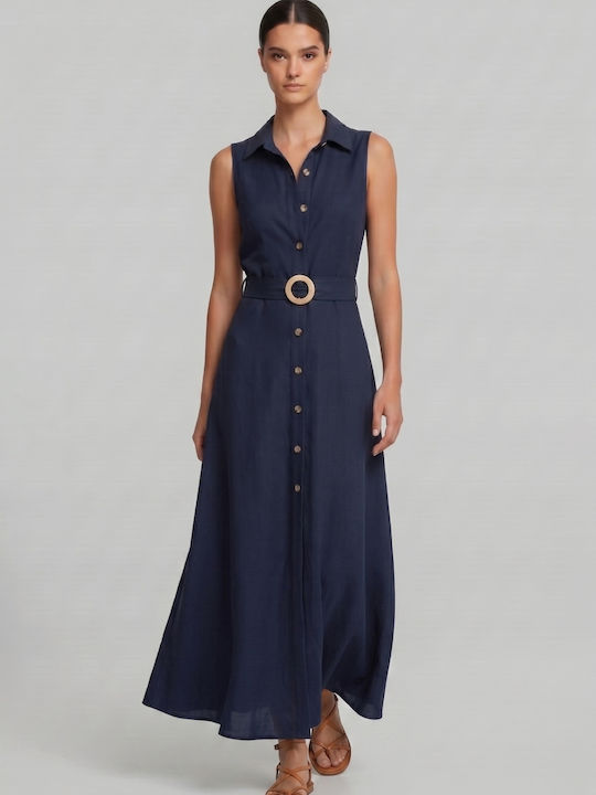 Summer Maxi Shirt Dress Blue