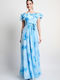 Rochie Maxi de Vară pentru Nuntă / Botez Satin Bleu
