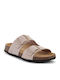 Leather Women's Flat Sandals Beige