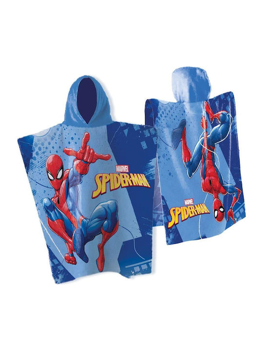Beach Poncho Quick Dry Marvel Spider-man 538 50x100 Sky Blue-Blue 100% Microfiber One Size