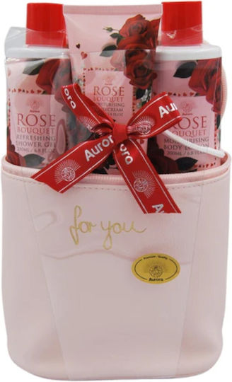 Aurora Natural Rosa Skin Care Set for Body Cleaning & Moisturizing 4pcs