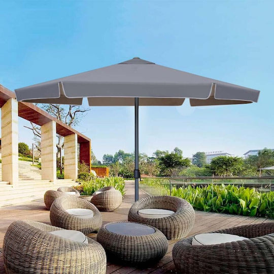 Professioneller Rundschreiben Garten- und Terrassen-Sonnenschirm Aluminium Grau Φ3m