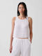 Women's Crop Cotton Sleeveless Checked Fresh White Top