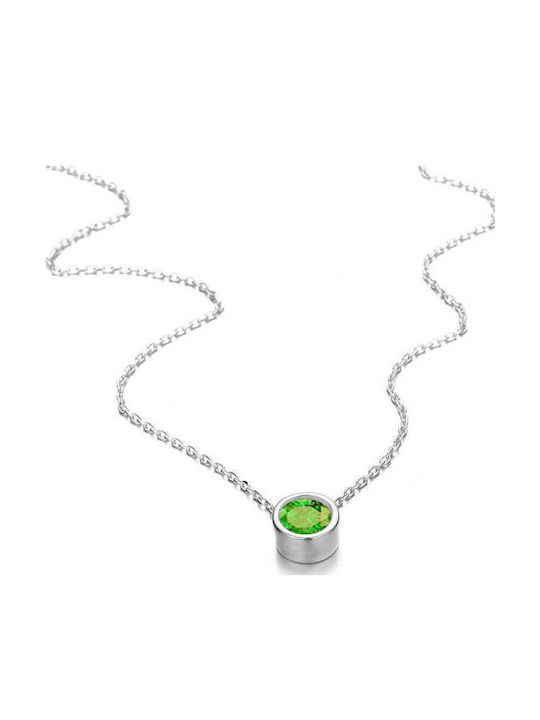 Peridot August Geburtsstein Halskette mit Hellgrüner Silber Kristall