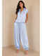 Women's Light Blue Set with Trousers with Elastic Band