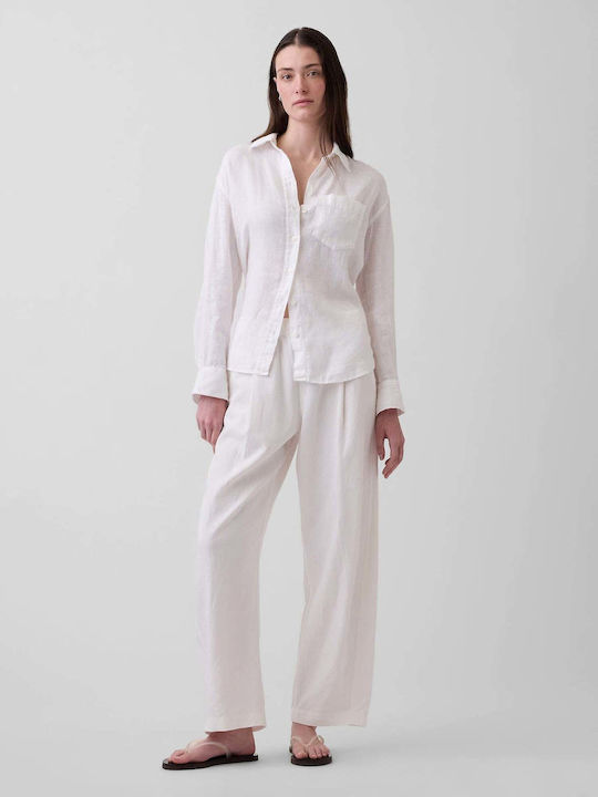 GAP Damen Leinenhose mit Gummiband New Off White