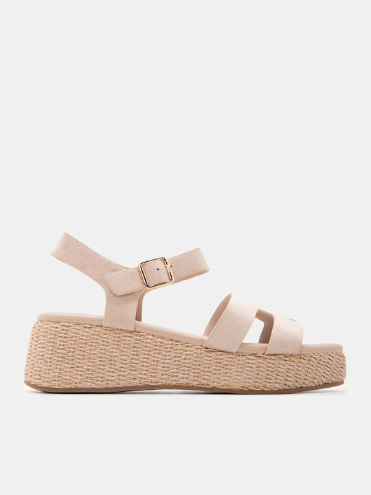 Summer Women's Platform Shoes In Espadrille Style Beige