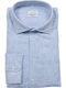 Long Sleeve Linen Shirt in Narrow Fit Striped Light Blue