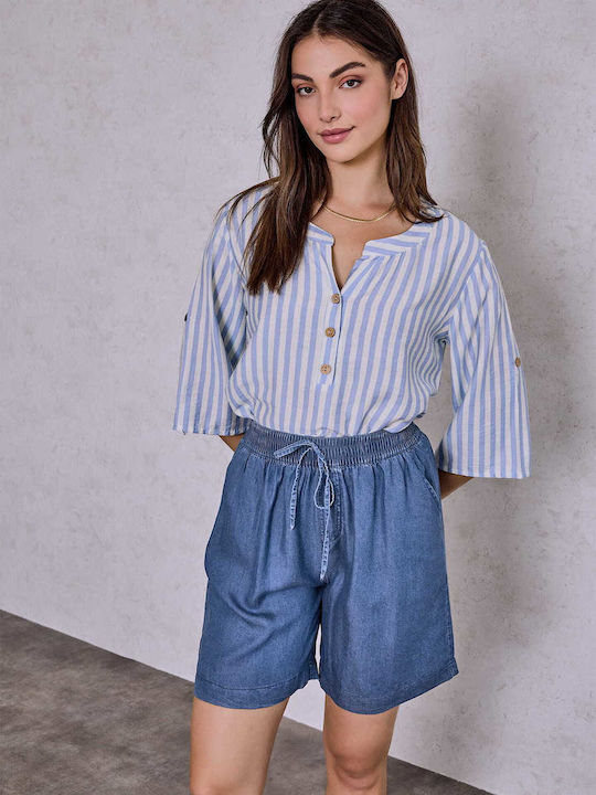 Celestino Women's Cotton Shorts Denim Look Ligh...