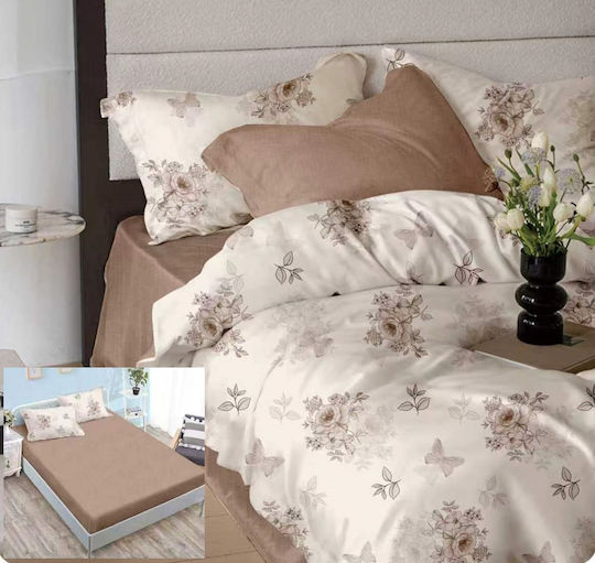 Set Huse Pentru Pilote 200x230cm Dublu Cu 4 Fețe De Pernă Și 1 Cearceaf Gri