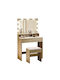 Bodenstehende Schminktisch Schlafzimmer Lucy Holz Sonoma mit Spiegel & Hocker 80x40x75cm E5359,2