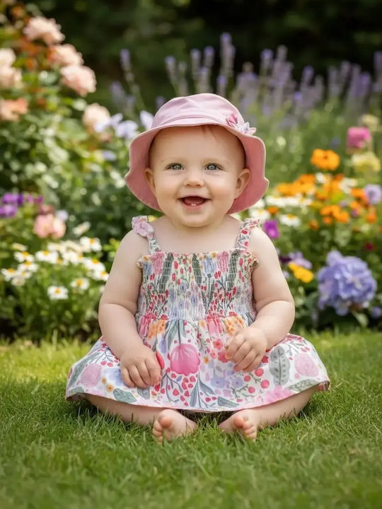 Baby Girl Dress Sleeveless Floral with Accessories Fuchsia