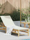 Bambus-Garten- und Pool-Liegestuhl mit Kissen Weiß 199x55x30cm