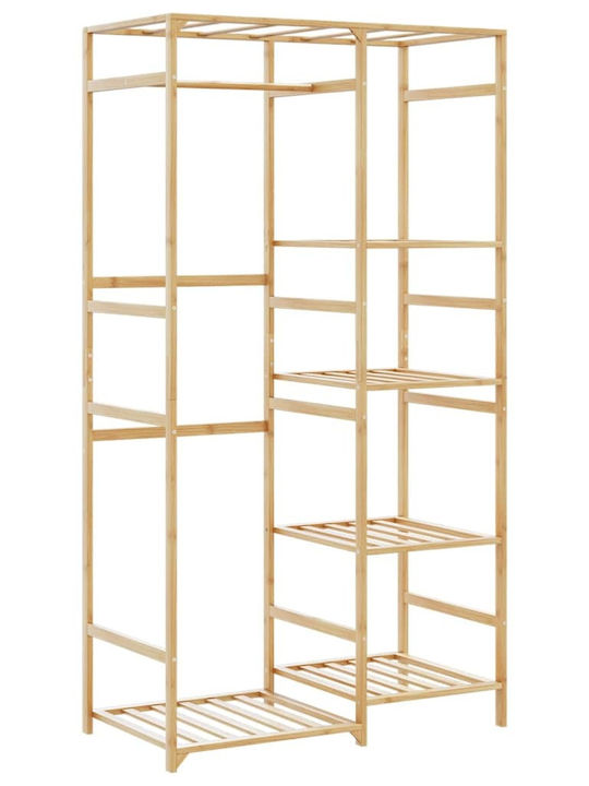 vidaXL Floor Garment Rack Bamboo Telescopic Beige 100x50x184.5cm