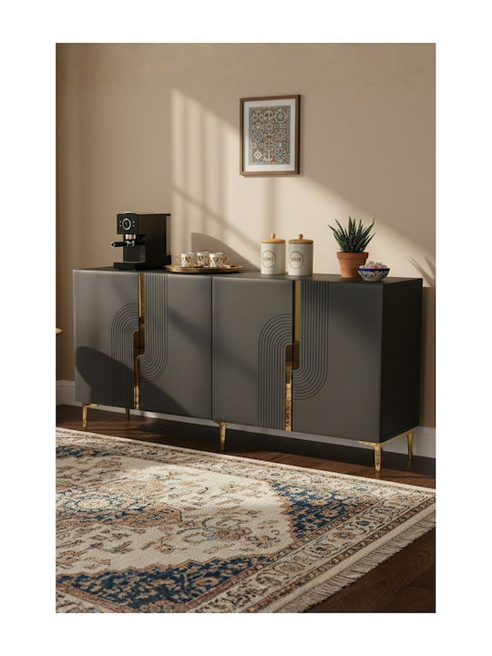 Sideboard Holz Grau 150x32x75cm