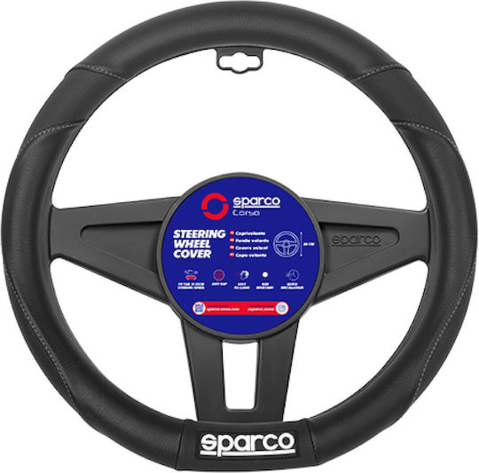 Sparco Car Steering Wheel Cover with 35cm Diameter Synthetic Black with Black Stitching
