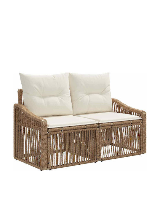 Διθέσιος Καναπές Εξωτερικού Χώρου Rattan με Μαξιλάρια 125x62x70cm