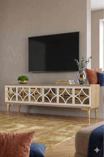 Stand TV Din Sticlă Maro L120xA30xÎ41cm